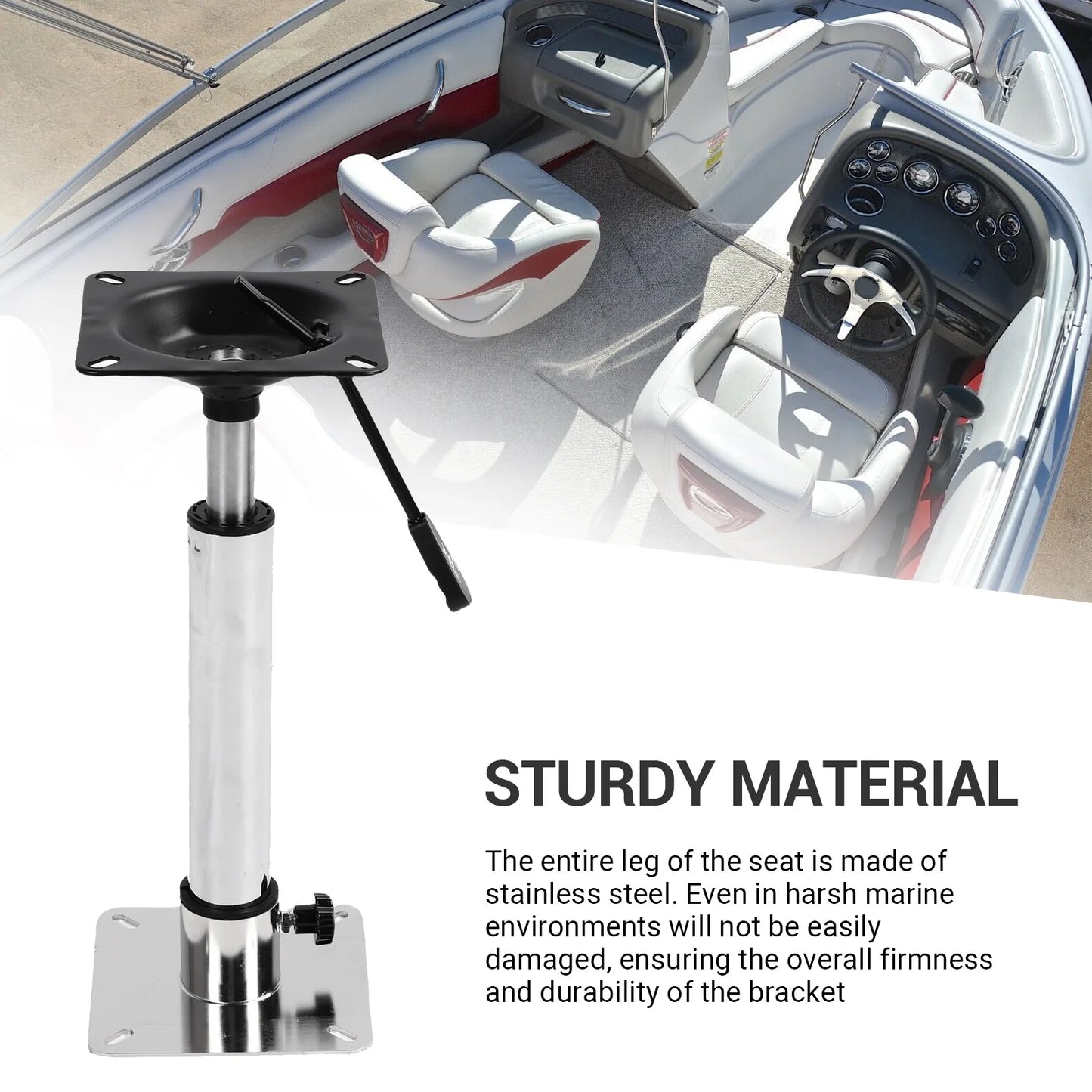 Stainless Steel Boat Seat Pedestal Base Mount Kit | 360° Rotatable