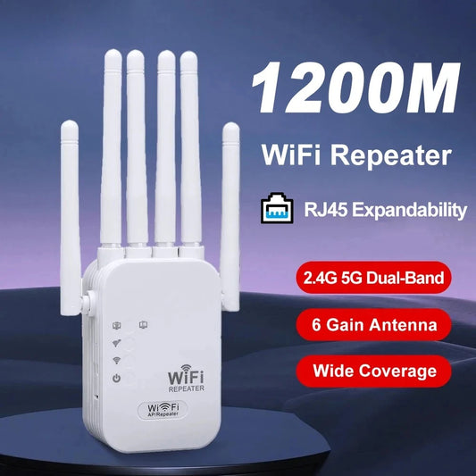 1200Mbps Dual Band 2.4G/5G WiFi Repeater Extender Wireless Signal Booster Amplifier for Home Network Coverage Peaceful Pleasures Health and Wellness