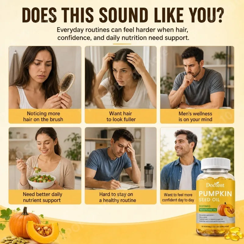 Pumpkin Seed Oil 2000mg Softgels – Men's Wellness, 60ct