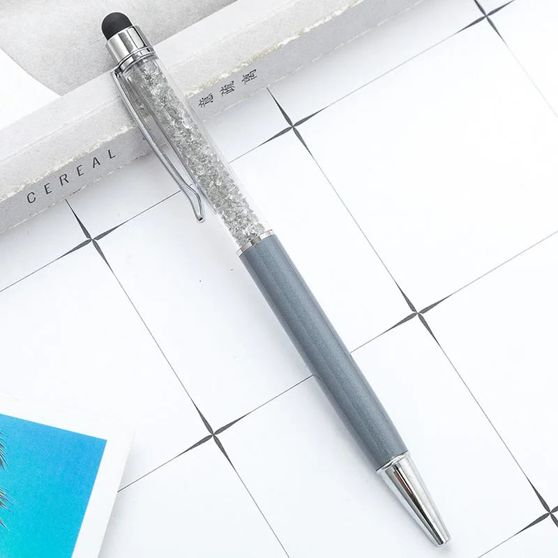 Diamond Ballpoint Pen Stylus For Touch Screen Pen Universal Tablet Touch Pencil For Phone Accessories Electrostatic Touch Pen Peaceful Pleasures Health and Wellness Grey