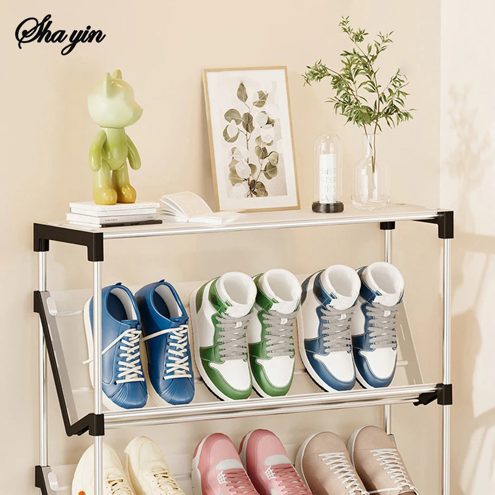 Ultra Thin Shoe Rack, Multi-Layer Household Small Narrow Doorway, Simple Sloping Shoe Storage Rack, Shoe Rack Behind The Door Peaceful Pleasures Health and Wellness