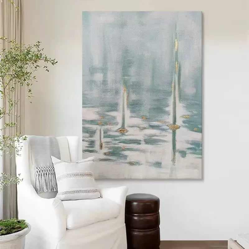 Nordic Gold Foil Abstract Hand-Painted Canvas Oil Painting Canvas Oil Painting Peaceful Pleasures Health and Wellness
