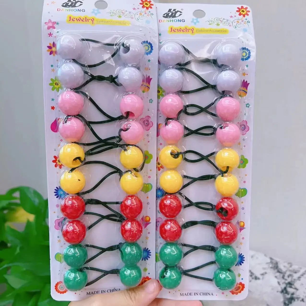 10pcs Elastic Ball Hair Ties for Girls | Colorful Beaded Bobbles Kids Hair Accessories Peaceful Pleasures Health and Wellness 1