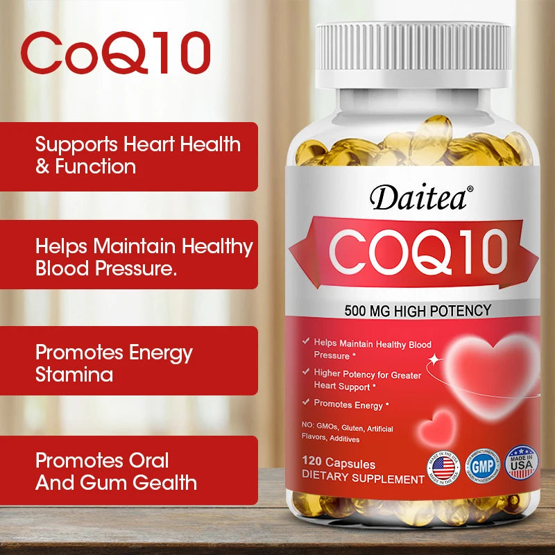 Coenzyme Q10 Capsules,High Concentration Vegetarian, Supports Blood Circulation, Stress Health and Physical Energy, Antioxidant Peaceful Pleasures Health and Wellness