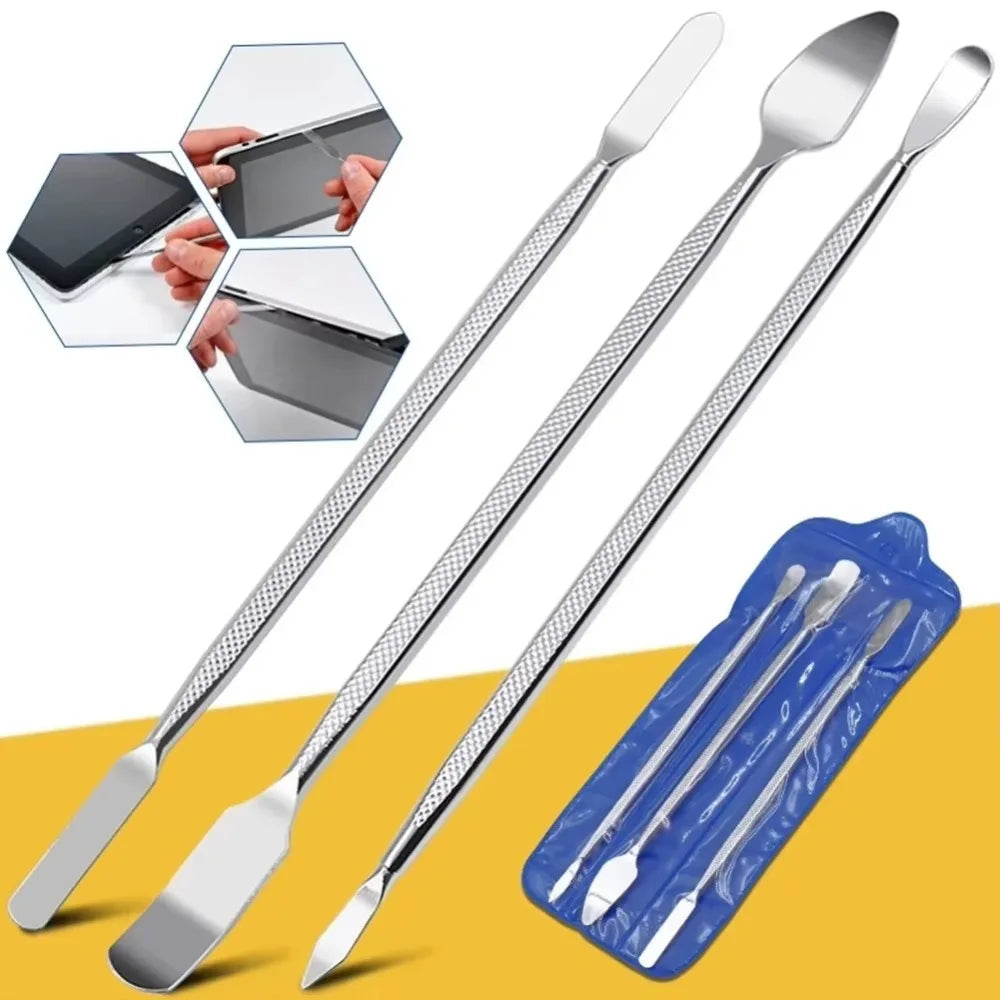 3PCS Universal Repair Opening Tools Metal Laptop Phone Disassemble Crowbar Kit Steel Pry Phone Spatula Hand Repairing Tool Set Peaceful Pleasures Health and Wellness