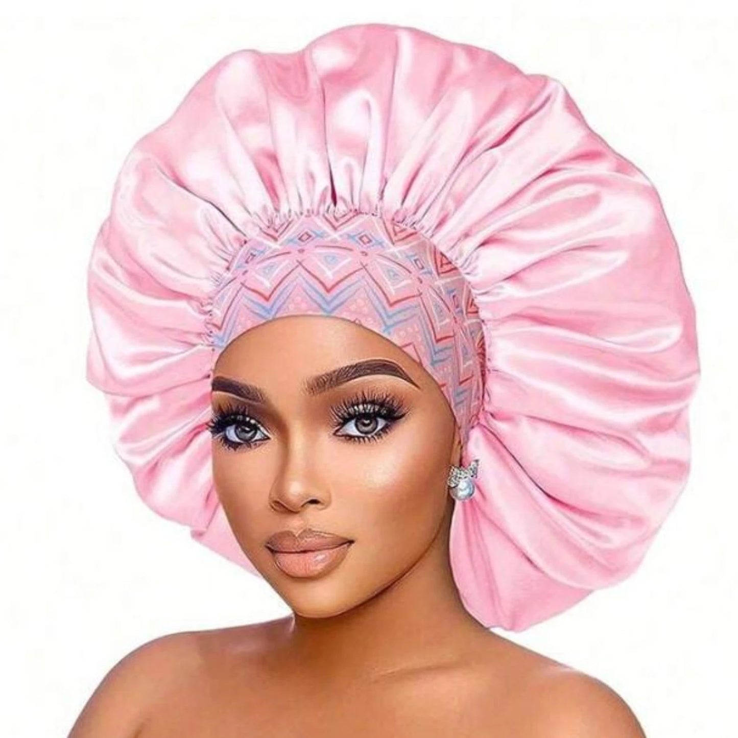 Women's Satin Sleep Cap – Oversized Bonnet with Wide Elastic Band