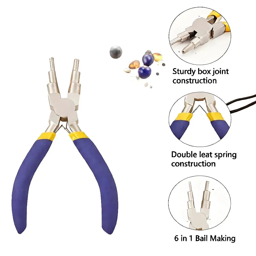 6-in-1 Carbon Steel Round Nose Jewelry Pliers, Multi-Function DIY Tool for Jewelry Makers, Earring Bracelet Necklace Repair Tool Peaceful Pleasures Health and Wellness