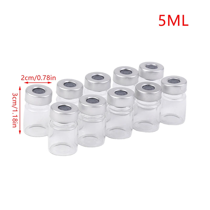 10Pcs 5/10/20ml Transparent Sealed Sample Vials Transparent Glass Vials With Self Healing Injection Port Peaceful Pleasures Health and Wellness A1-5ml