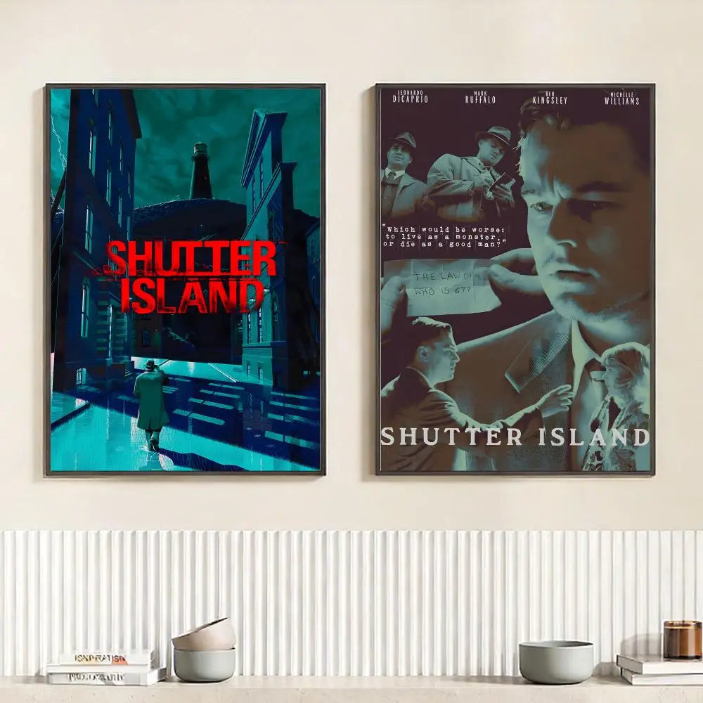 Movie S-Shutter Island Poster HD Self Adhesive Waterproof Wall Art Ideal for Home Office Dorm Bedroom Great Gift Peaceful Pleasures Health and Wellness