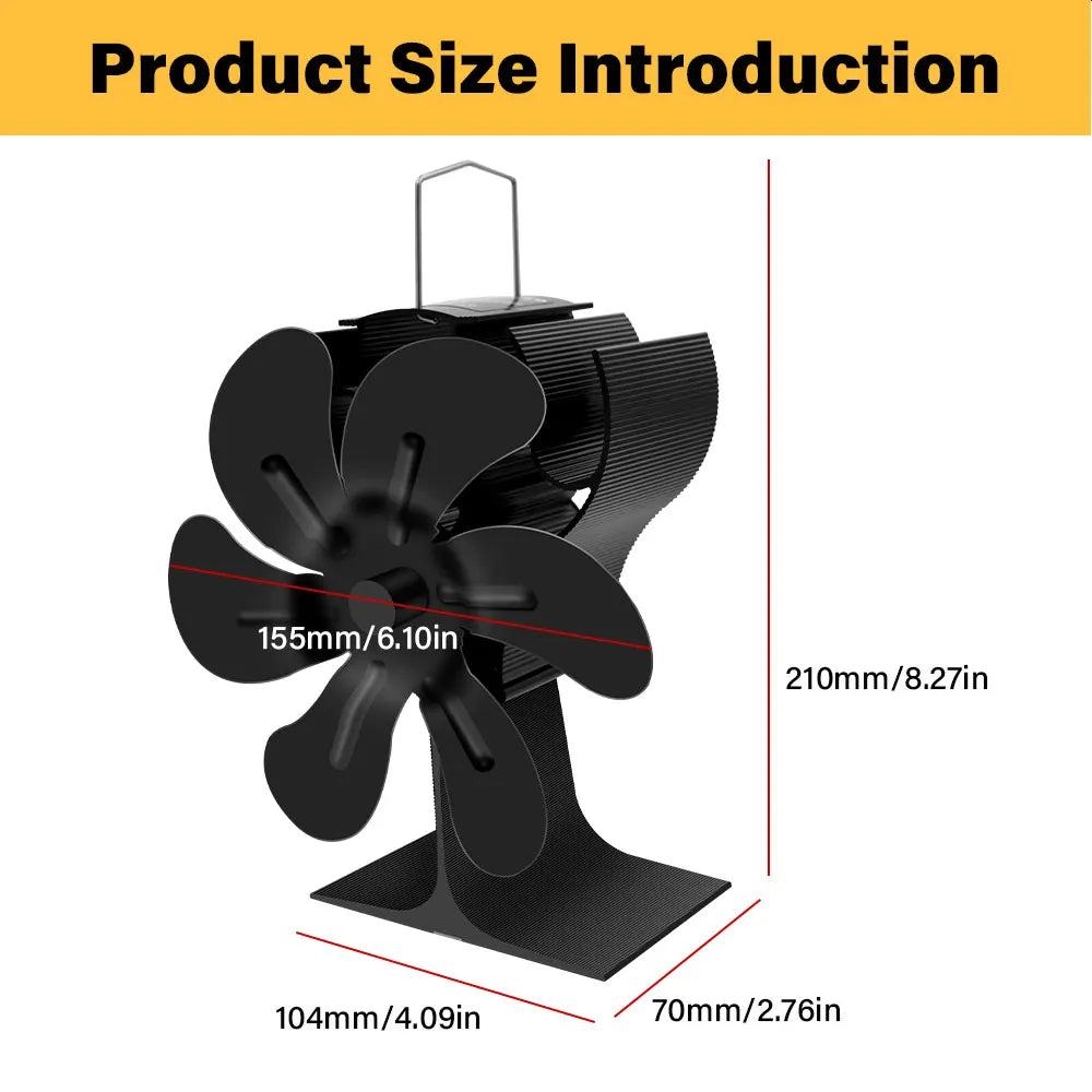 6-Blade Heat Powered Stove Fan for Wood Log Burner Fireplace Quiet Environmental Fan Heater Tool Efficient Heat Distribution Peaceful Pleasures Health and Wellness