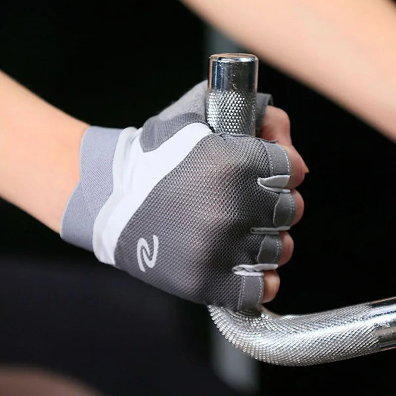 Anti-slip Half Finger Gym Gloves for Men Women, Breathable Fitness Gloves for Cycling Climbing Training Fishing Sports Peaceful Pleasures Health and Wellness Gray M