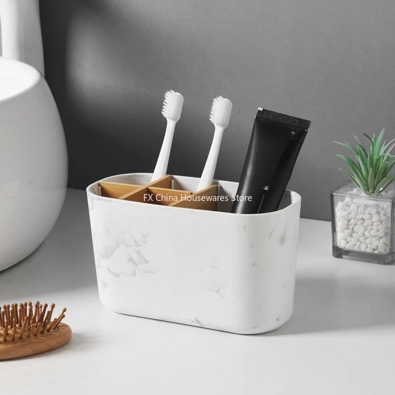 Toothbrush Holder For Electric Brushes Bathroom Counter Organizer With 5 Slots Bamboo For Electric Toothbrushes and Toothpaste Peaceful Pleasures Health and Wellness