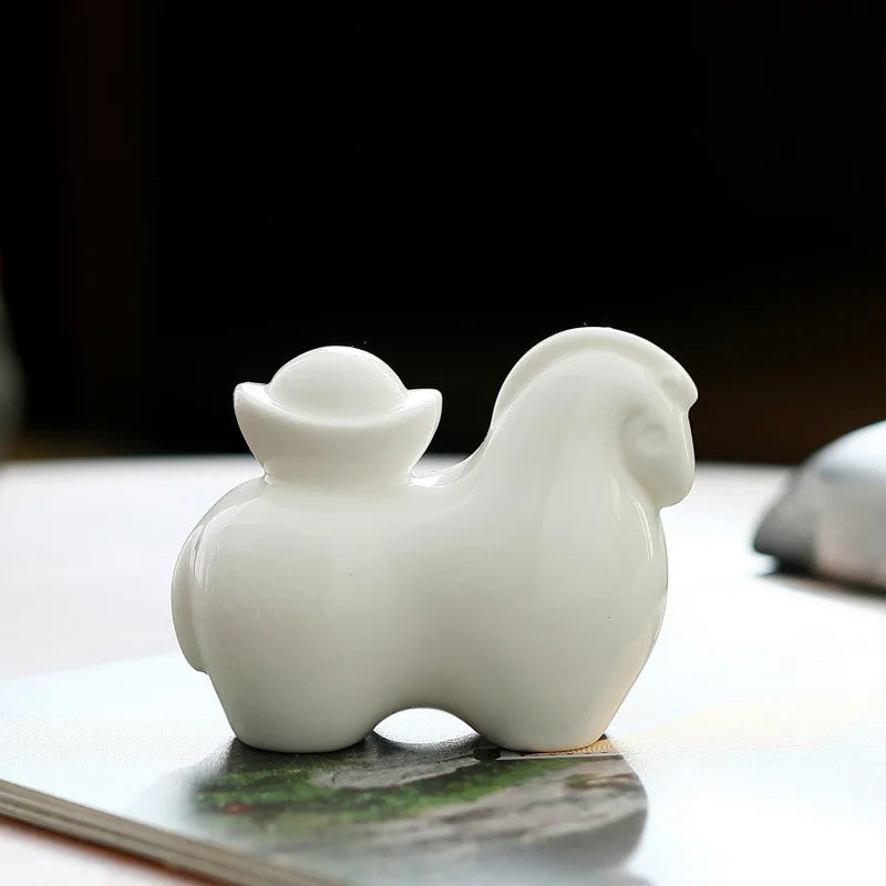 Chinese Lucky Tangma Tea Pet Ornament | Suet Jade Ceramic Ceramic Tea Pet Ornament Peaceful Pleasures Health and Wellness