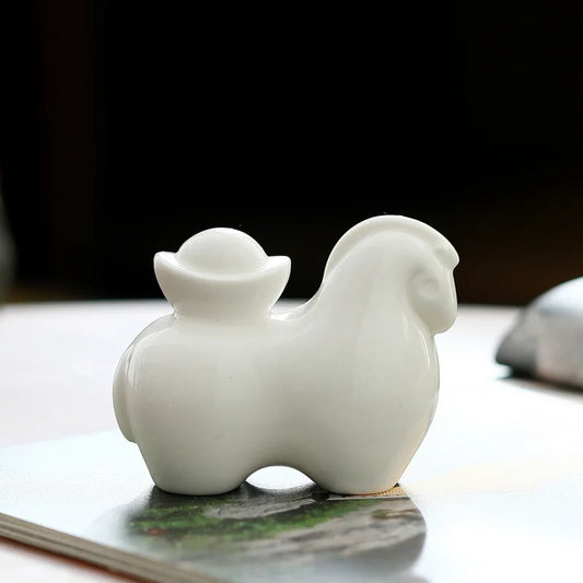 Chinese Lucky Tangma Tea Pet Ornament | Suet Jade Ceramic Ceramic Tea Pet Ornament Peaceful Pleasures Health and Wellness