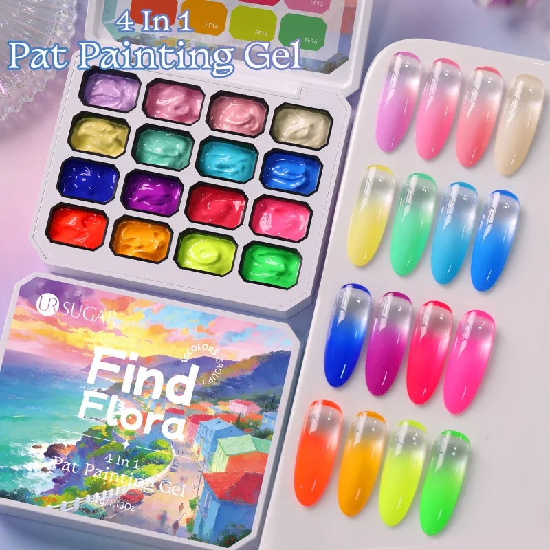 4-in-1 16 Color Nail Art Gel | Gradient Ombre Blush Polish