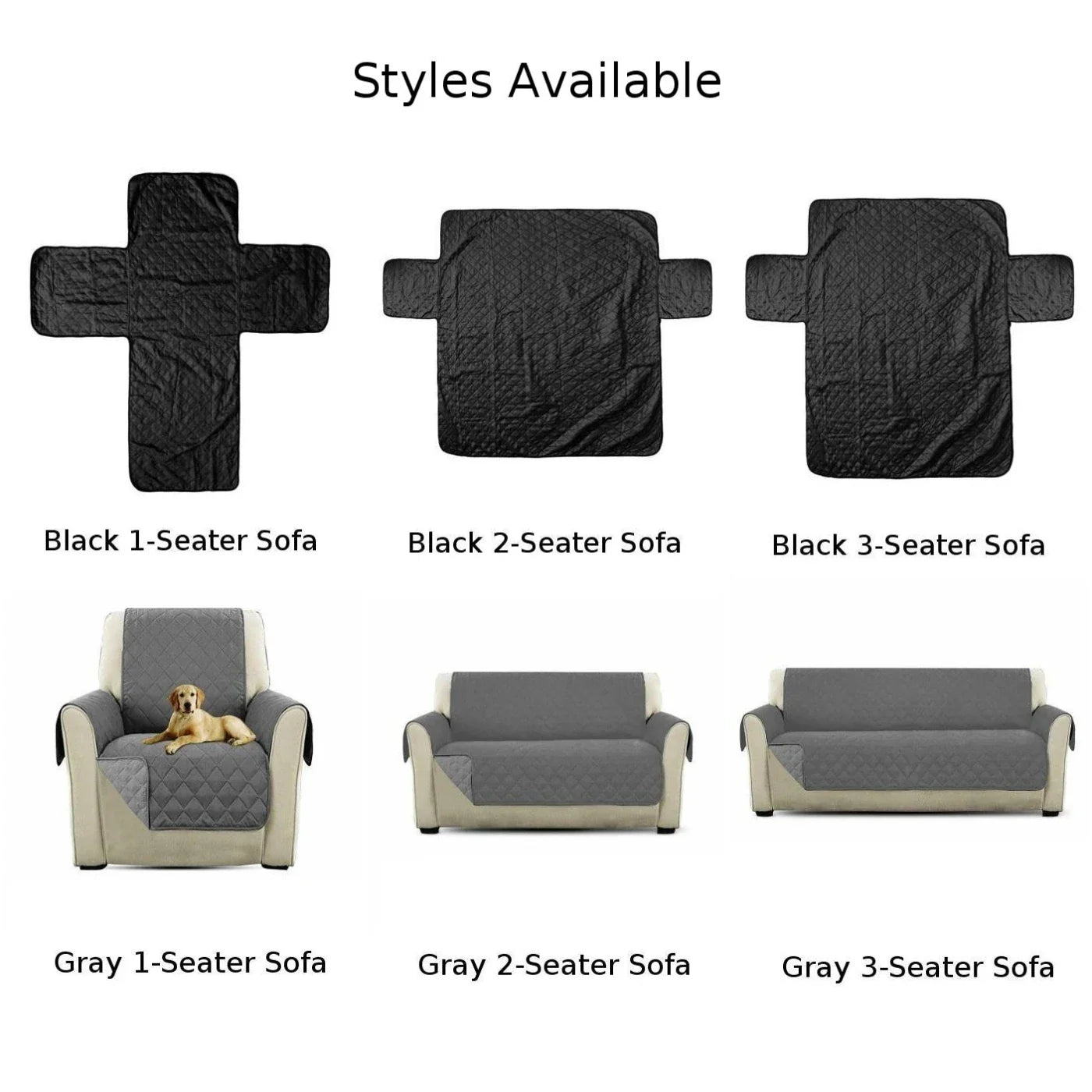 Reversible Quilted Sofa Cover 1/2/3 Seater | Non-Slip Slipcover