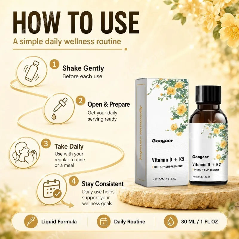 Vitamin D3 K2 Liquid Drops | Bone Wellness | NonGMO | 30ml