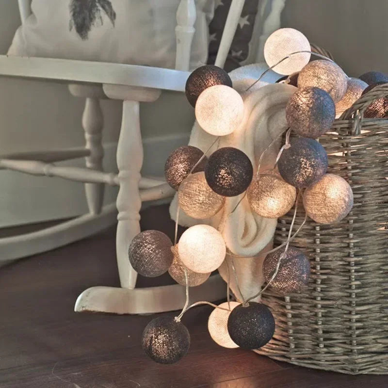 20 LED Cotton Ball String Lights – Fairy Garland Home & Garden