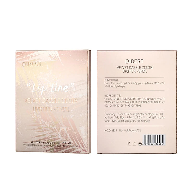 12 Colors Lip Liner Set Highlights The Color Not Easy To Smudge Lasting Non-stick Cup Golden Tube Waterproof Lip Liner Women's M Peaceful Pleasures Health and Wellness