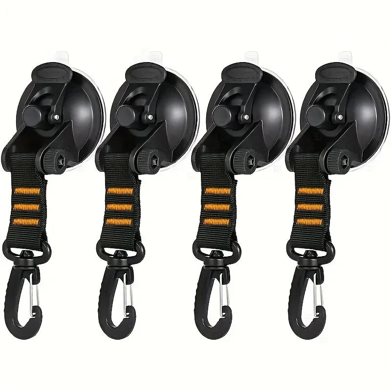Car Tent Suction Cup Hooks | Camping Awning Buckle Clips 4-Pack