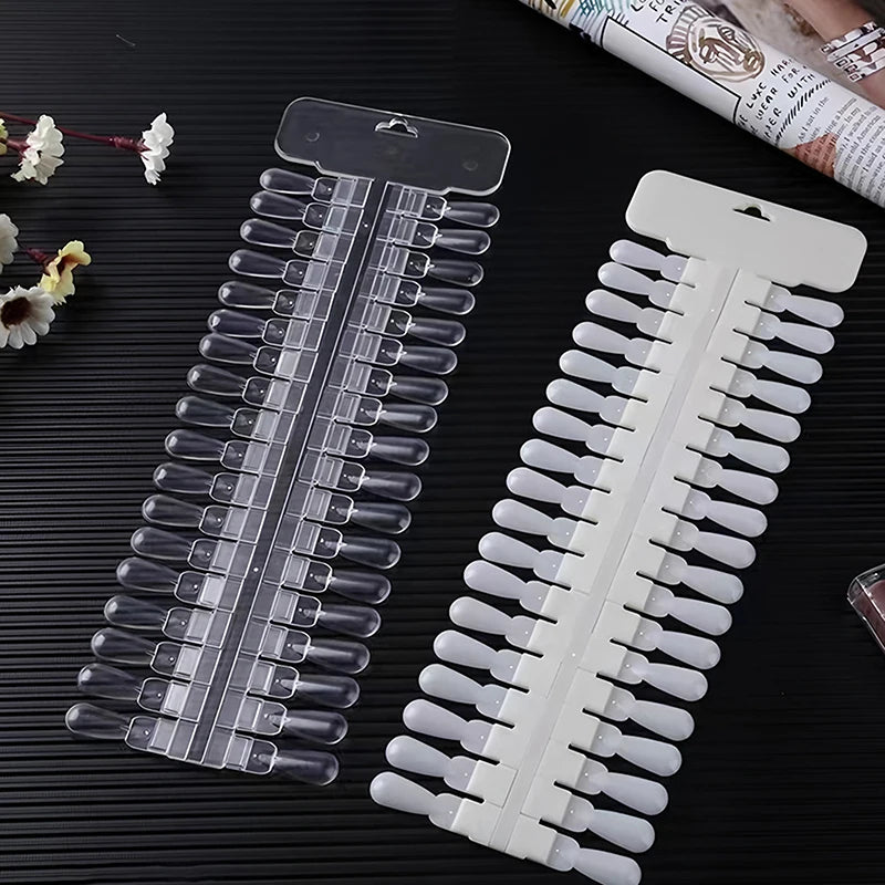 36pcs Natural/Clear Color Card Removable Nail Art Display False Nail Tips Rack Teardrop Design Manicure Gel Polish Practice Tool Peaceful Pleasures Health and Wellness