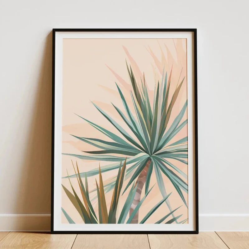 Minimalist Bamboo Tropical Leaf Botanical Canvas Wall Art Print