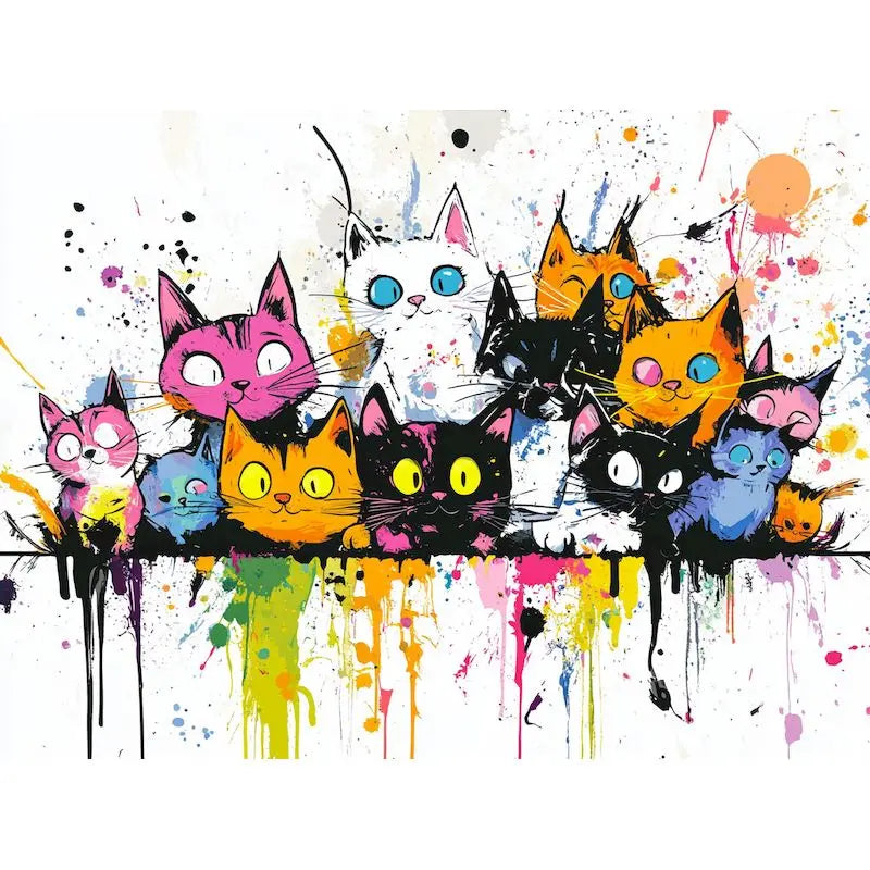Abstract Cat Paint by Numbers Kit for Adults – 60x75cm Canvas