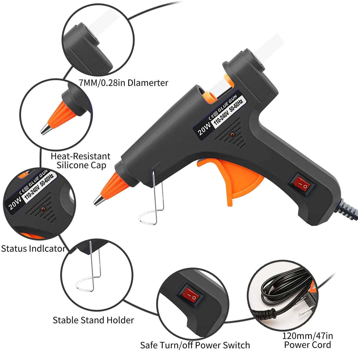 20W Hot Melt Glue Gun Kit – DIY Crafts & Home Repair