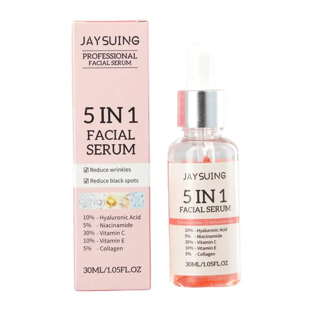 1/2/3pcs 30ml 5 In 1 Face Serum Moisturizing Vitamin C Hyaluronic Acid Facial Serum Shrink Pores Skin Care Peaceful Pleasures Health and Wellness