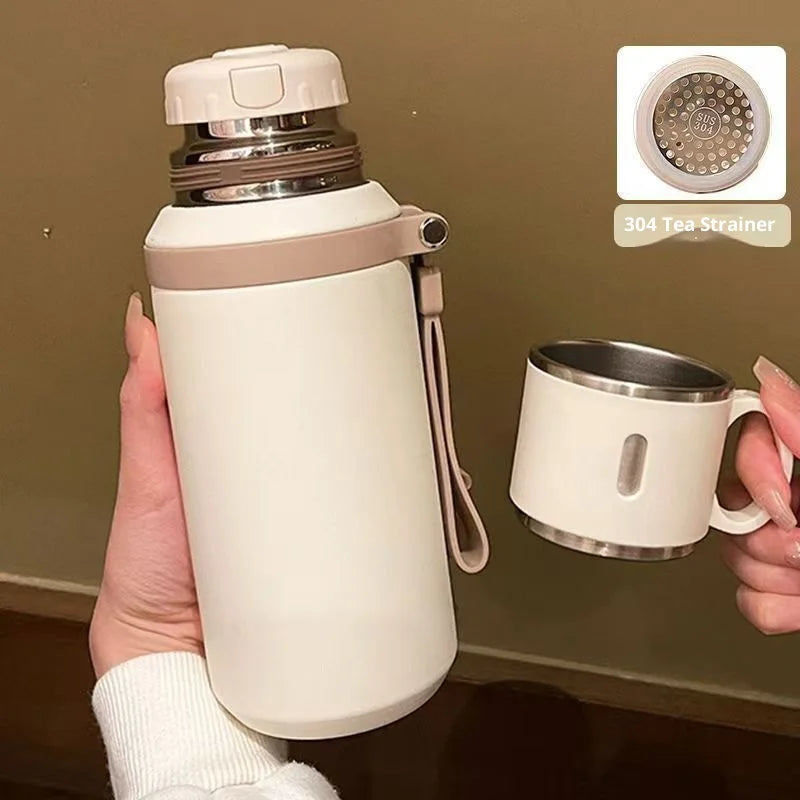316 Stainless Steel 600ml Coffee Cup Travel Thermal Mug Leak-Proof Thermos Bottle Tea Coffee Mug Office Business Style Thermos Peaceful Pleasures Health and Wellness White 600ml