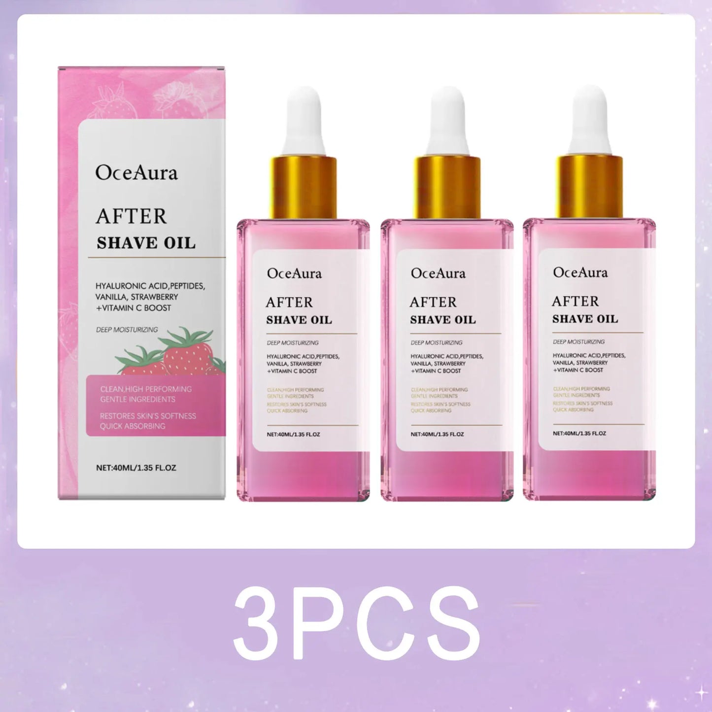 OceAura Strawberry After Shave Oil | Hydrating Post-Shave Body Oil
