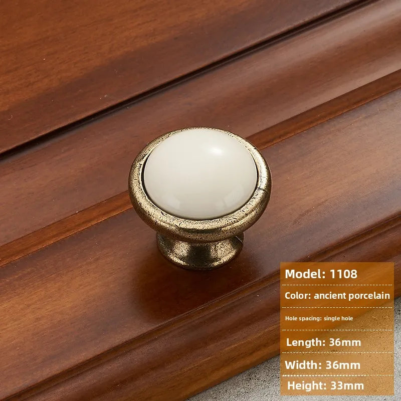 Antique Bronze Morning Glory Cabinet Knobs | Ceramic & Zinc Alloy