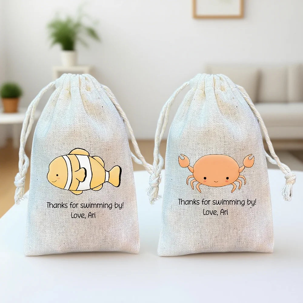 Under the Sea Party Favor Bags – 5-Pack Drawstring Goodie Bags Party Favor Bags Peaceful Pleasures Health and Wellness