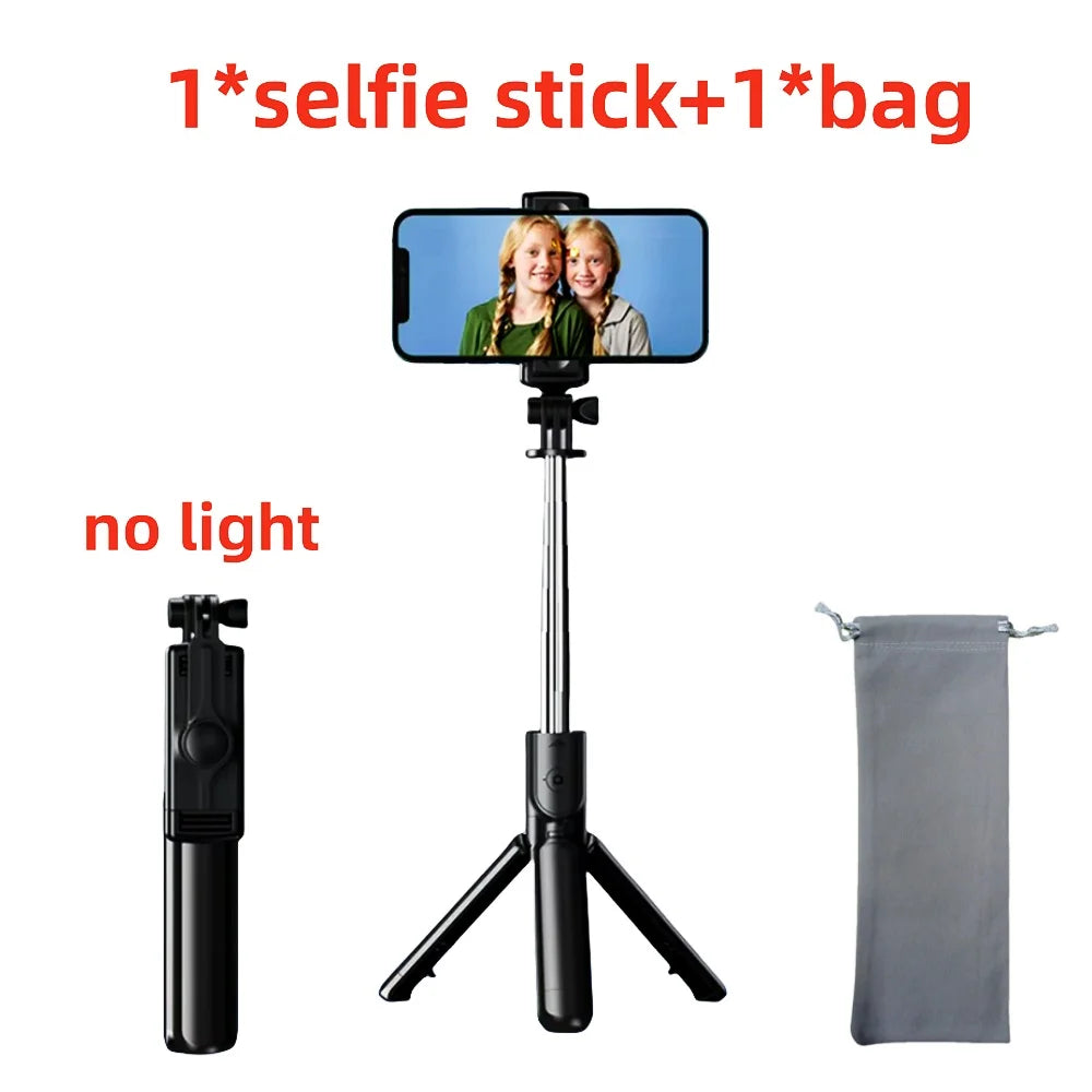 Portable Bluetooth Selfie Stick Retractable Multifunctional Phone HoldeTripod With Selfie light Wireless Remote Shutter stand Peaceful Pleasures Health and Wellness Option 2