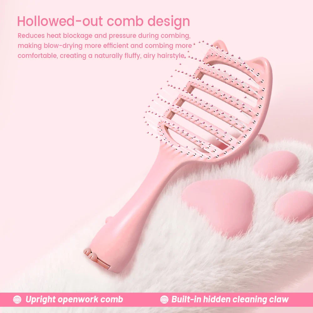 Cat-Ear Hollow Hair Brush – Anti-Static Detangling Comb