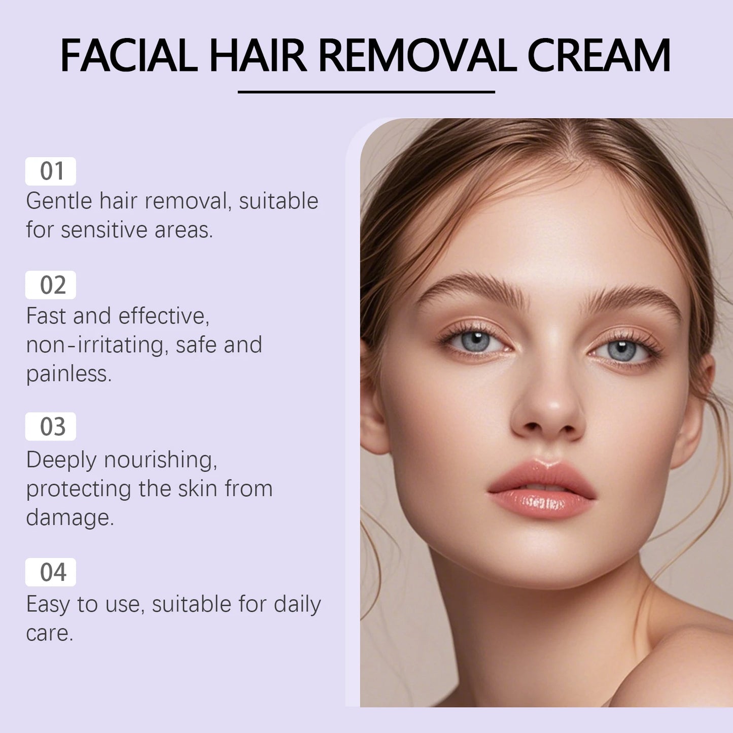 Hair Removal Cream for Face Painless Gentle Hair Remover Protect Pores from Clogging Non-irritating Nourish Smoothing Skin Care Peaceful Pleasures Health and Wellness