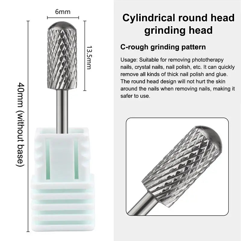 1PCS Tungsten Steel Nail Drill Bit Rotate Burr Milling Nail Cutter Bits Electric Drill Machine For Manicure Pedicure Accessorie Peaceful Pleasures Health and Wellness C