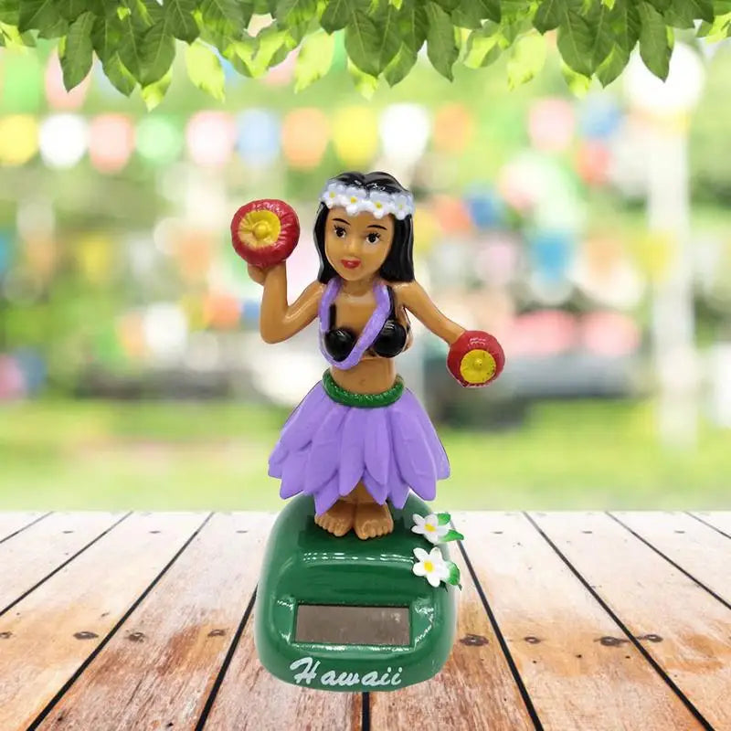 Hawaiian Girl Solar Dancing Figure Cute Bobblehead Car Dashboard Decor Shaking Head Doll for Car Interior Accessories & Gift Peaceful Pleasures Health and Wellness