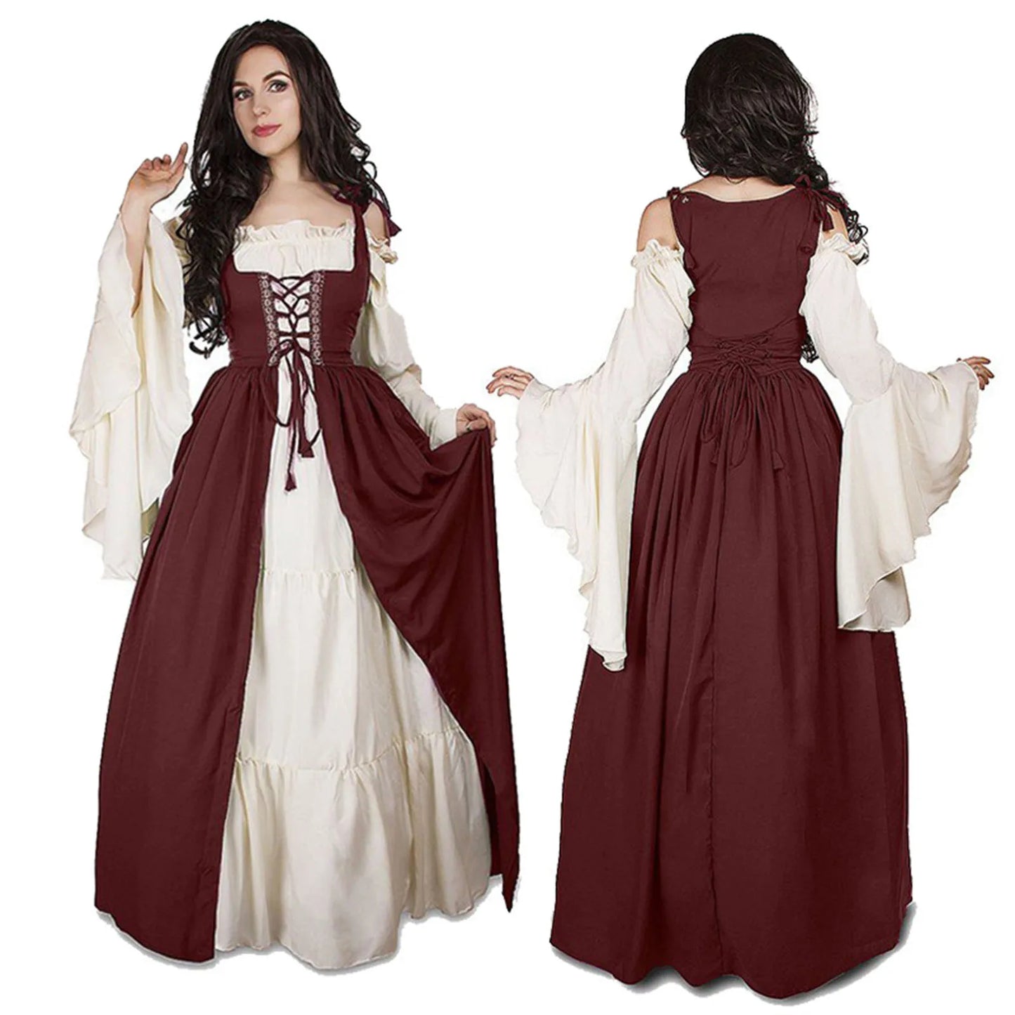 Women Cosplay Medieval Dress Off Shoulder Elegant Greece Party Dresses for Vacations Holiday Wear Peaceful Pleasures Health and Wellness S Red