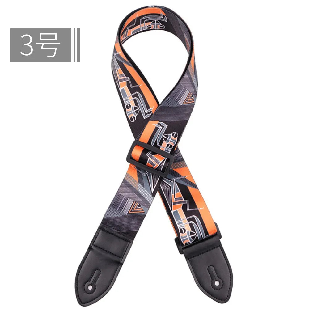 Fashion Colorful Guitar Strap Printed Adjustable Belt Crossbody