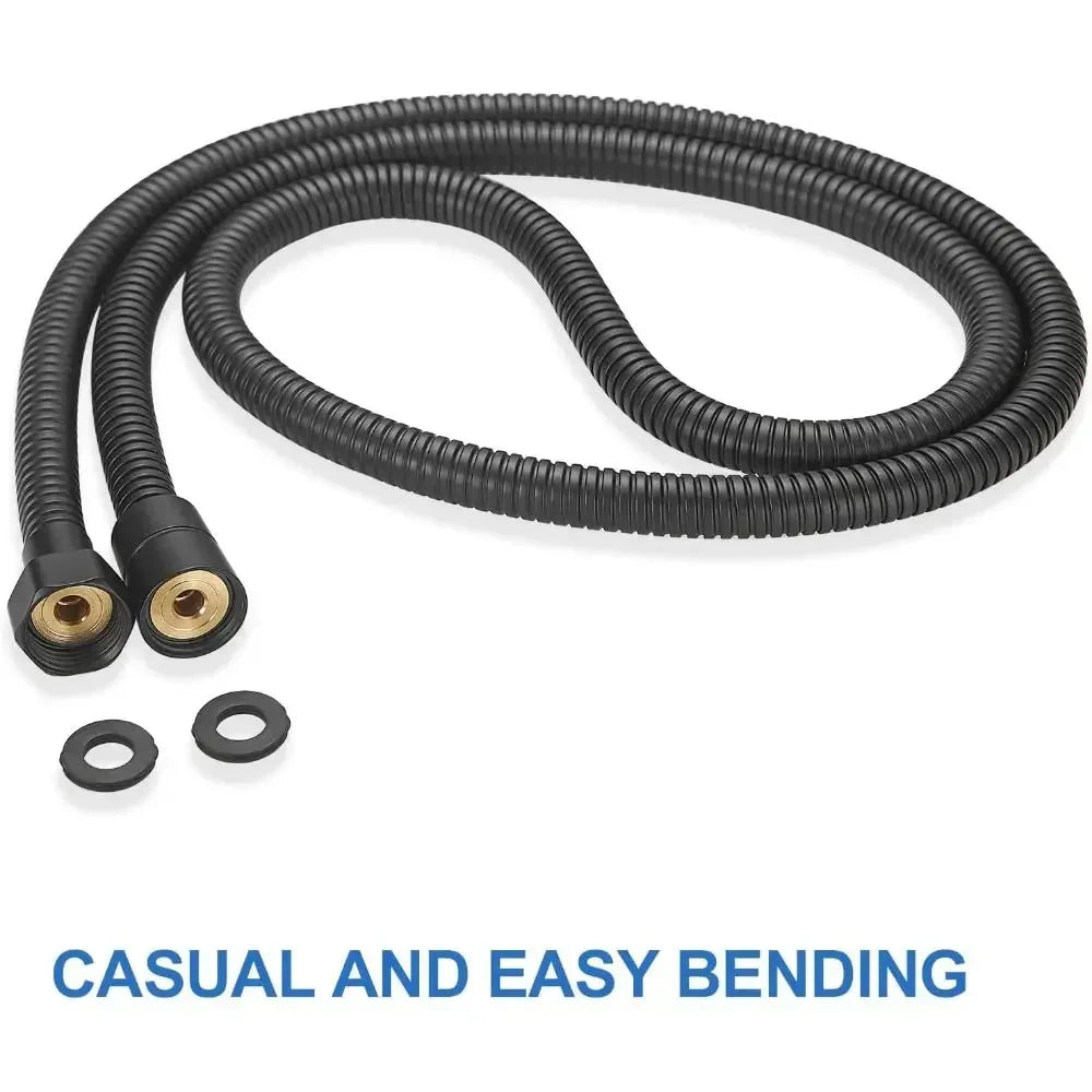 1.5/2m Hose Black Stainless Steel Garden Water Hose Handheld Shower Pipe Flexible Tube Anti-winding Bathroom Accessories Pipes Peaceful Pleasures Health and Wellness