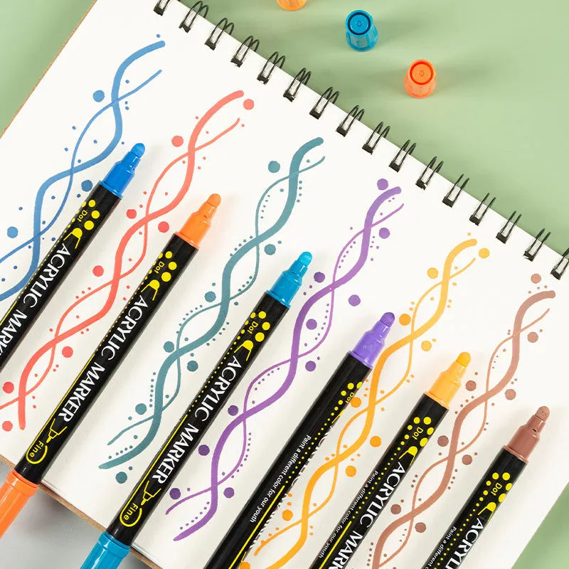 Double-ended Acrylic Paint Markers 12 36 Colors Overlayable Quick-dry