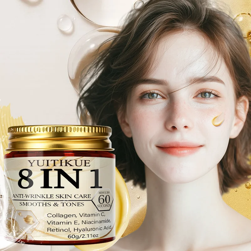 Yuitikue 8 in 1 Anti-Wrinkle Face Cream, 60g Collagen Retinol Vitamin C Cream for Smoothing & Toning Skin Care Peaceful Pleasures Health and Wellness