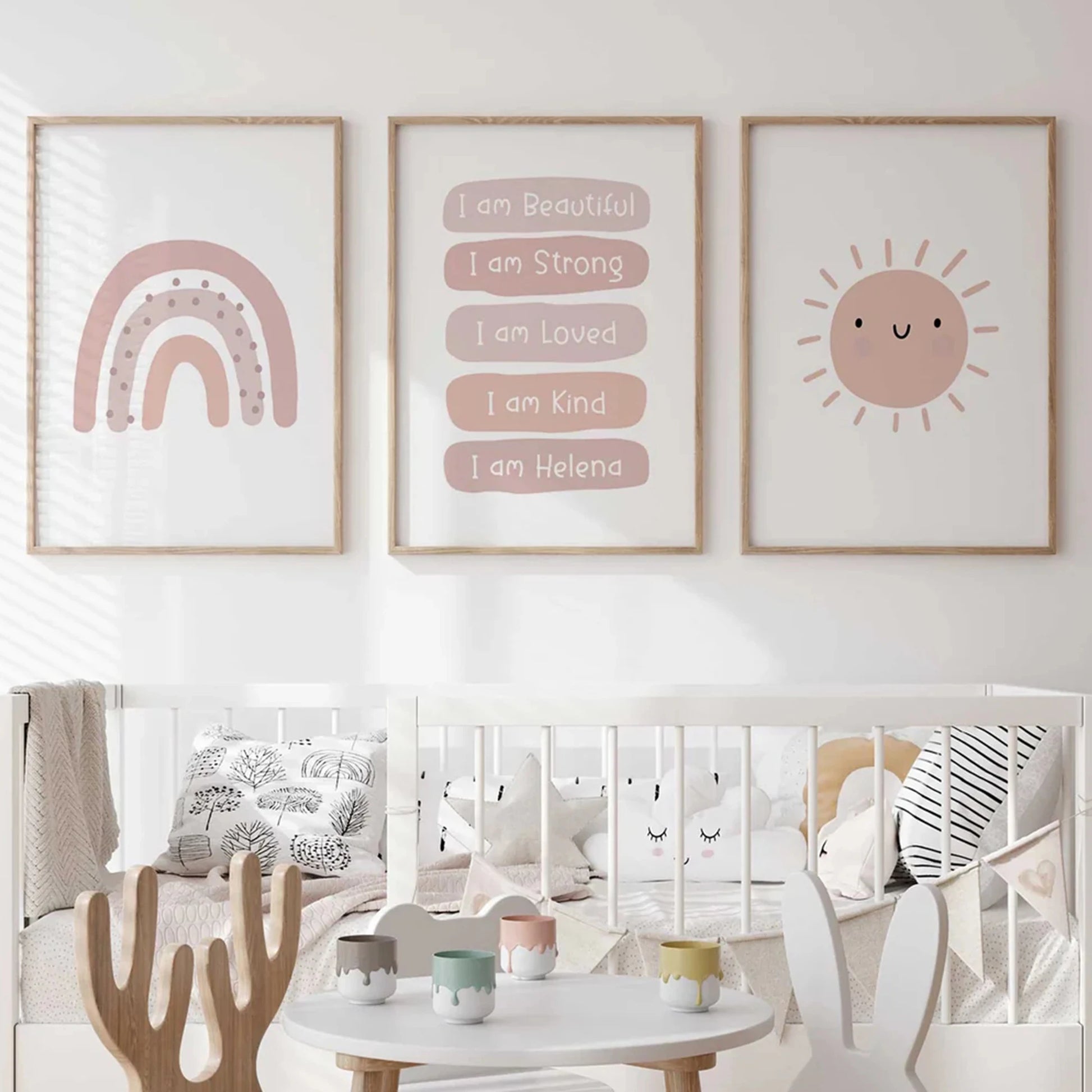 3-Piece Rainbow Affirmation Canvas Wall Art for Kids & Living Room Canvas Wall Art Set Peaceful Pleasures Health and Wellness G4407-3pcs 21x30cm Unframed
