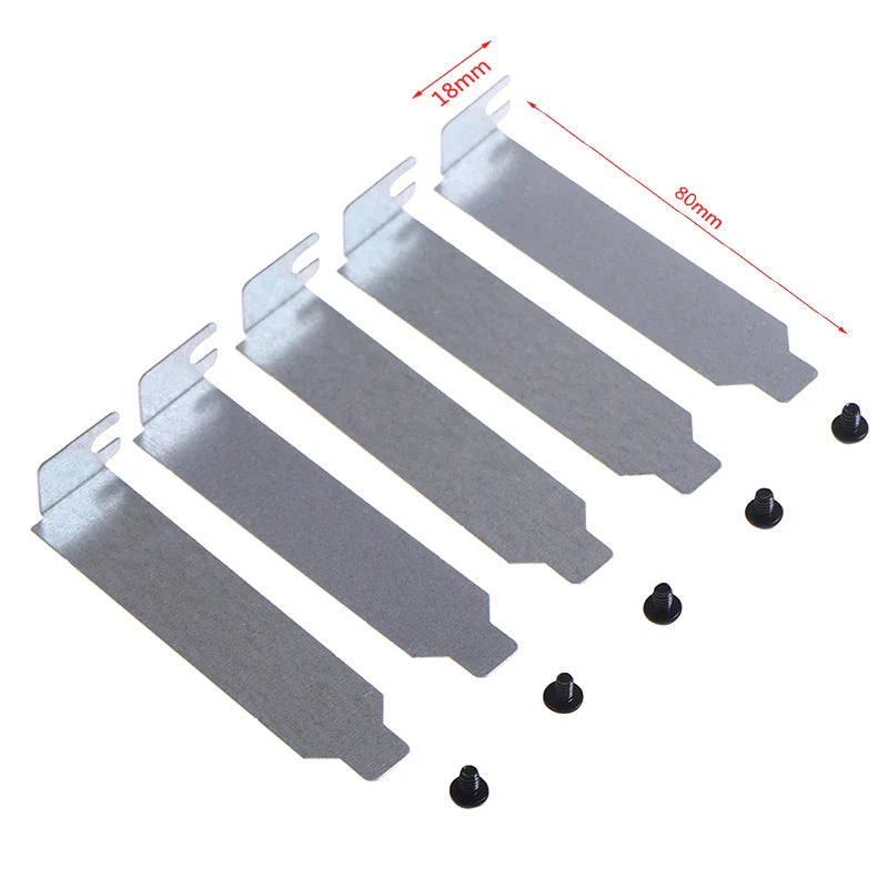 5-Pack PCI Slot Covers – Silver Metal PC Case Blanking Plates