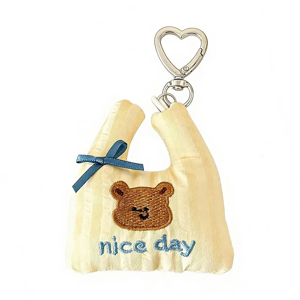 Kawaii Embroidered Mini Bag Keychain Charm | Cute Bag Pendant