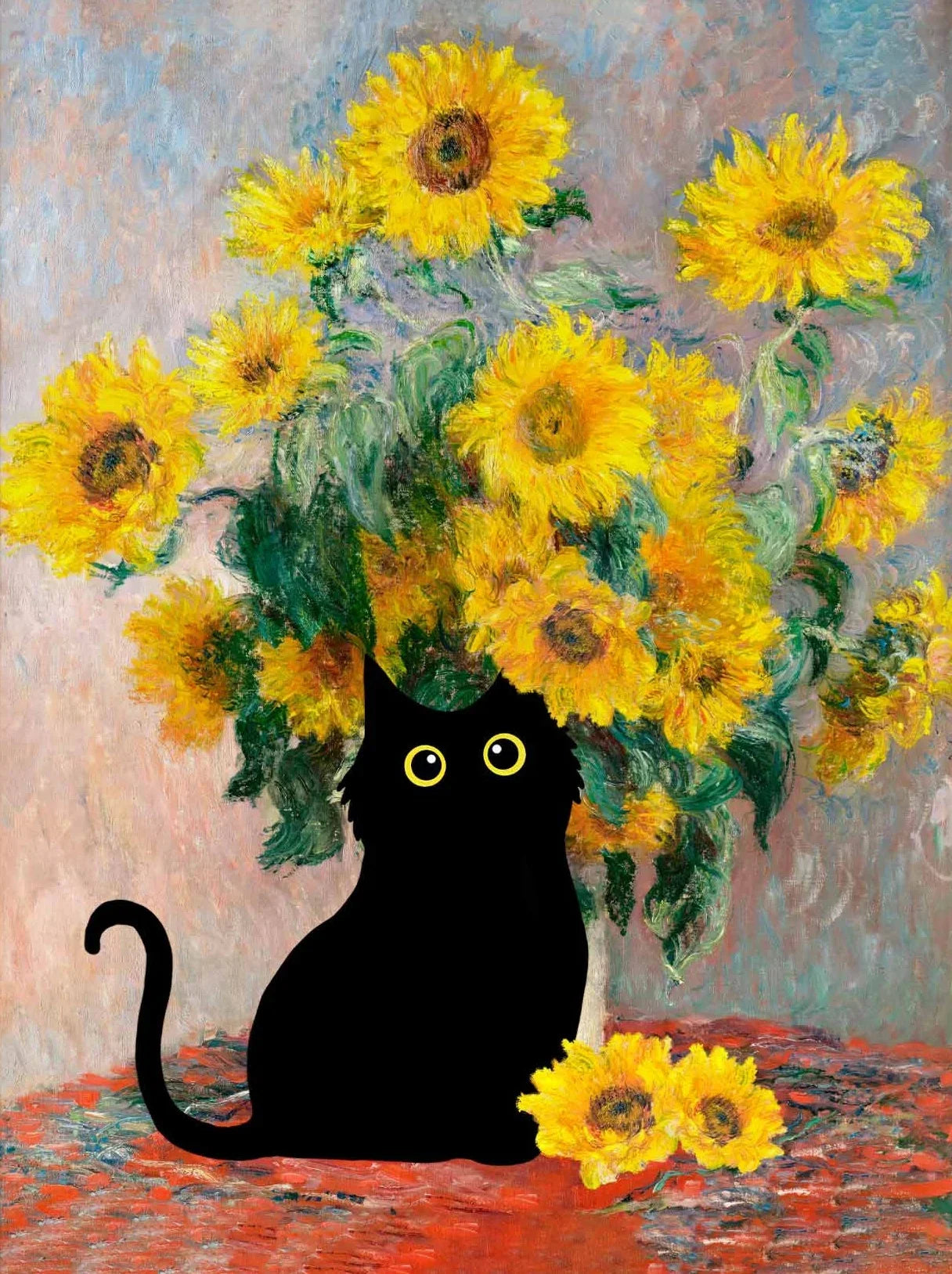 Monet Black Cat Lotus Pond Canvas Print | Wall Art Decor