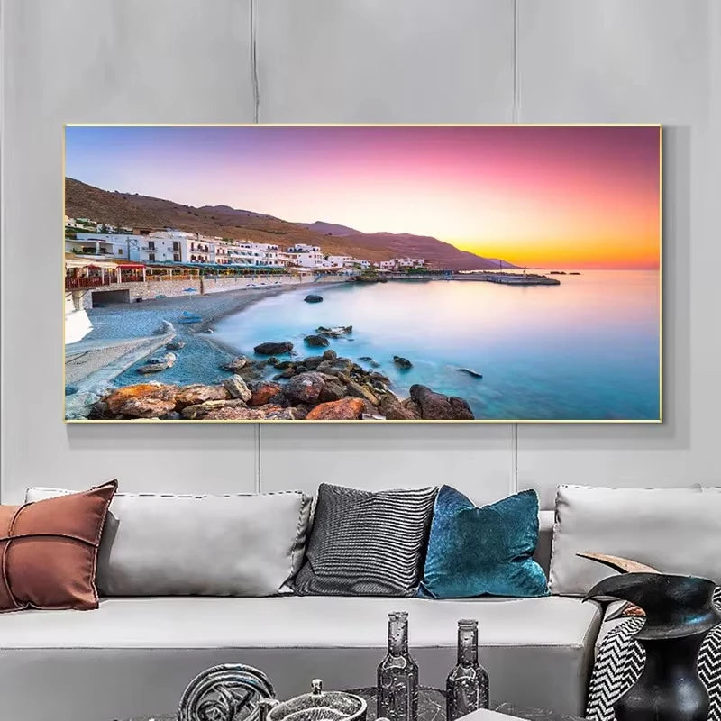 Nature Landscape Canvas Wall Art – Sunshine Forest Lake Print