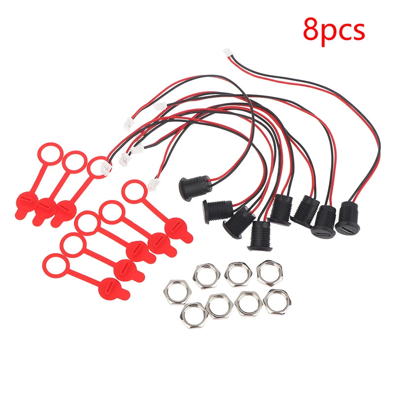 USB Type-C 2-Pin Female Charging Socket 3A with Cover Caps USB-C Charging Socket Peaceful Pleasures Health and Wellness 8Pcs