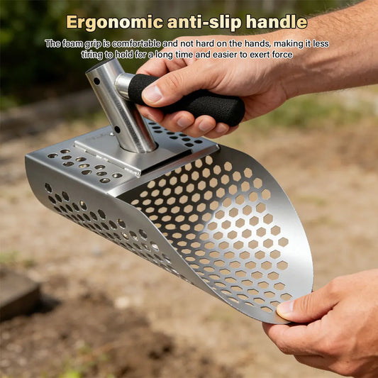 Portable Stainless Steel Metal Detecting Sand Scoop Shovel Beach Treasure Hunting Digging Tool for Garden Outdoor Prospecting Peaceful Pleasures Health and Wellness